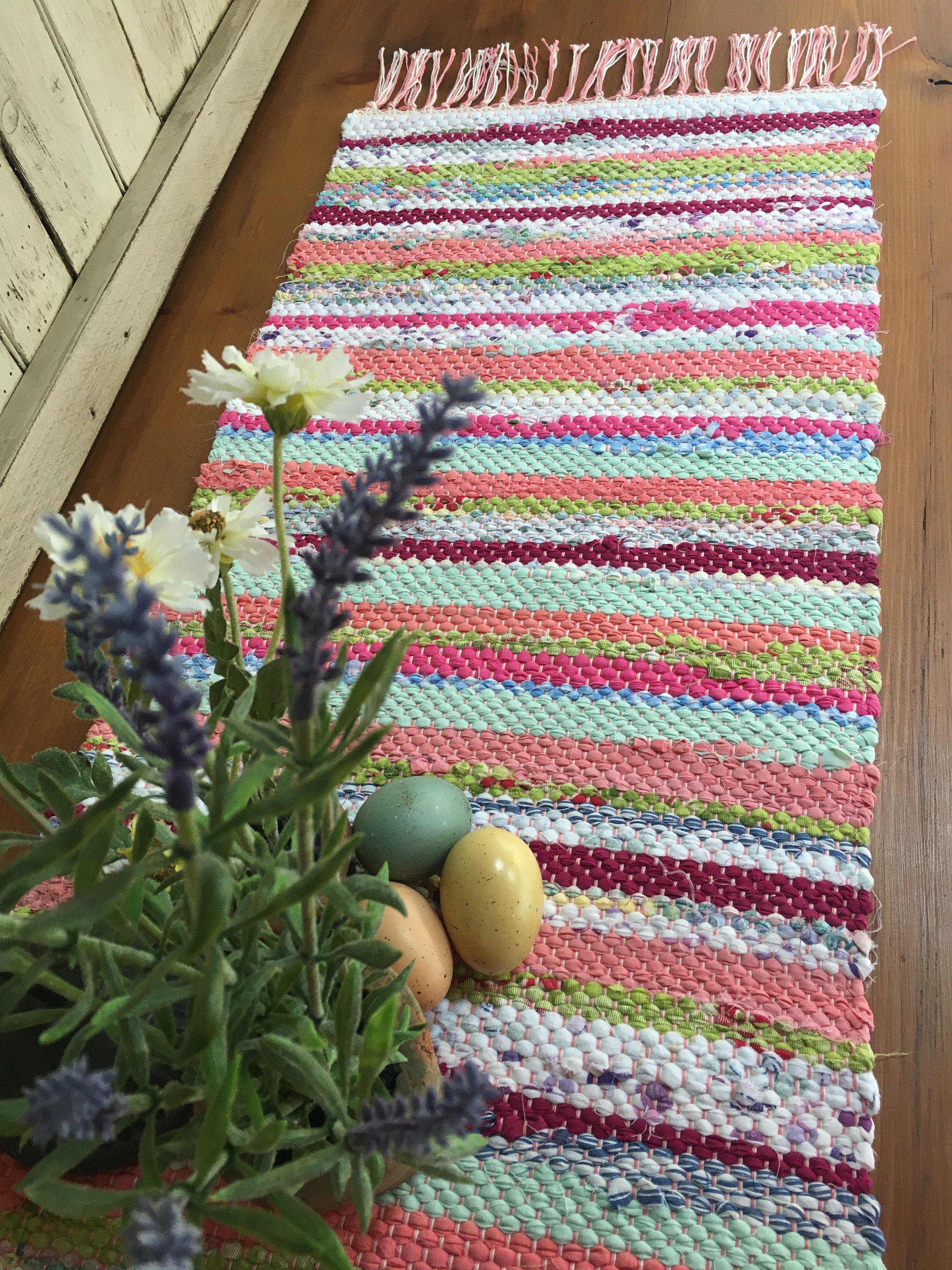 Handwoven Country Farmhouse Rag Rug Table Runner/ Colorful Etsy Canada