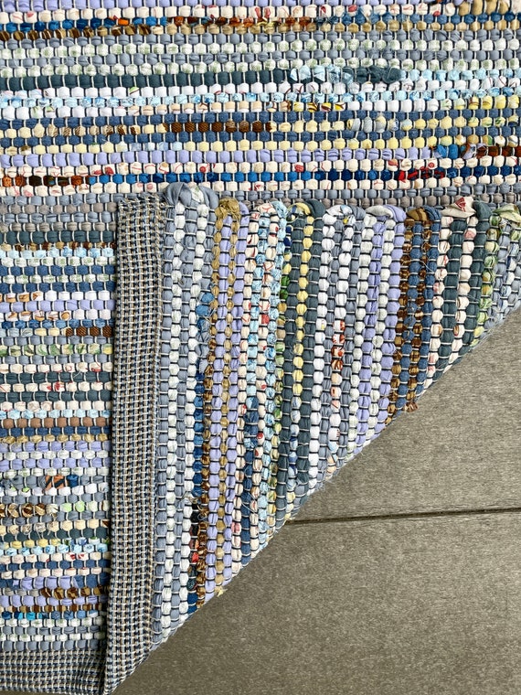 Handwoven Blue Coastal Cottage Rag Rug Country Farmhouse Etsy