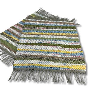 Handwoven Rag Rug Farmhouse Style Placemat Set of 2, washable placemats