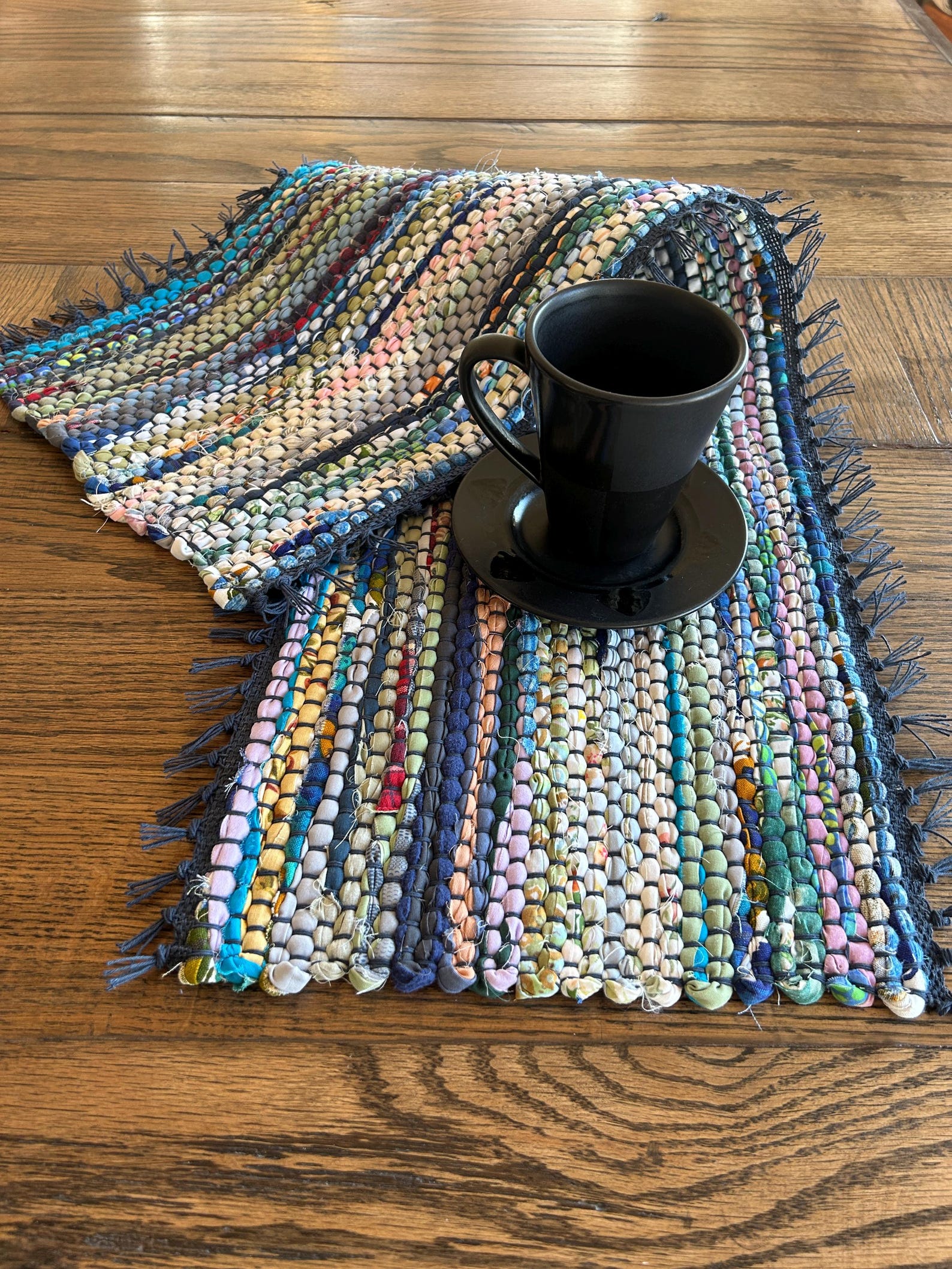 Using Rugs As Table Runners Handwoven Colorful Rag Rug Table Runner: Farmhouse Table Decor - Etsy