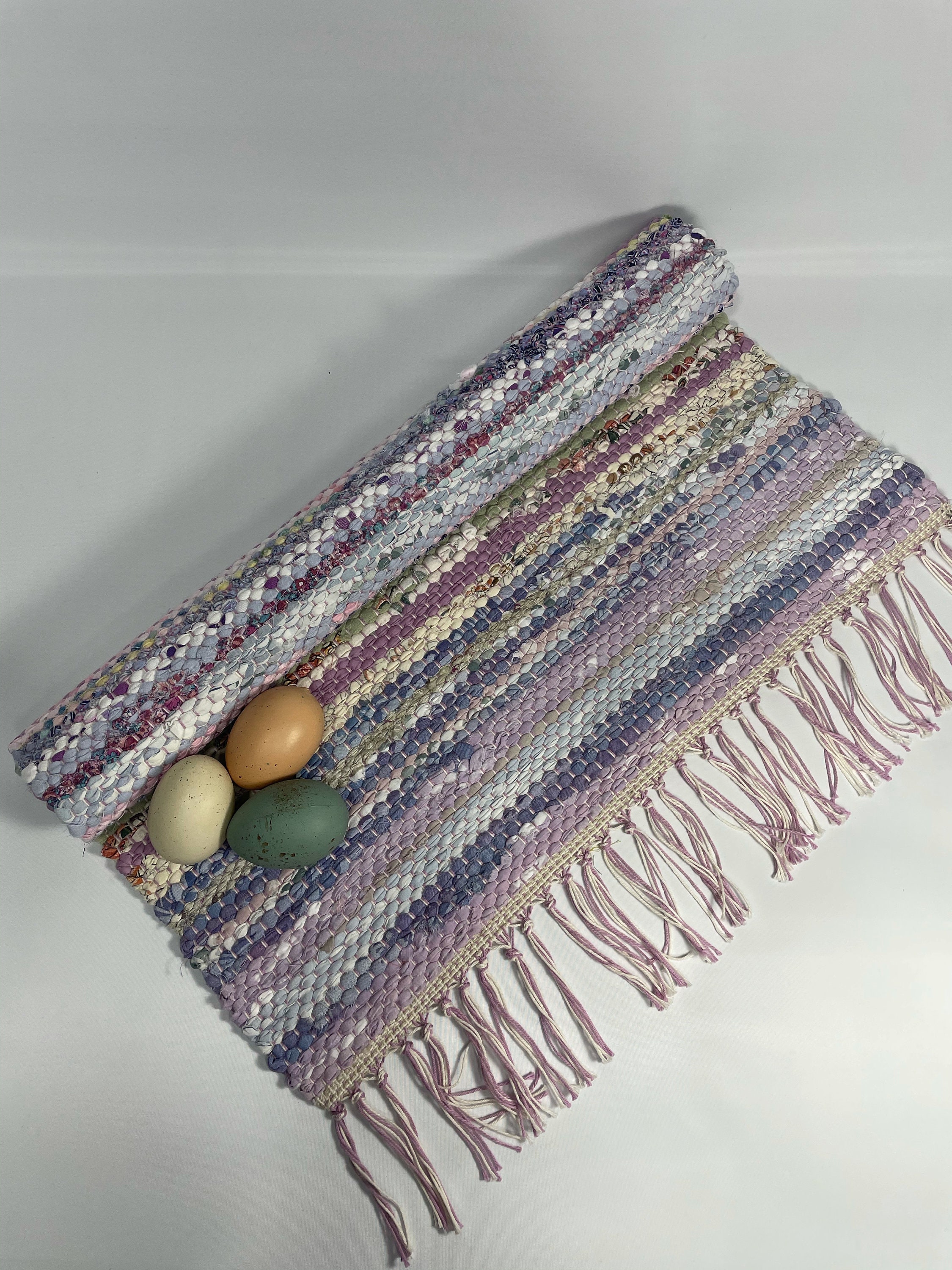 Lavender Rag Rug Handwoven Rag Rug Table Runner: Lavender Coastal Cottage Decor - Etsy