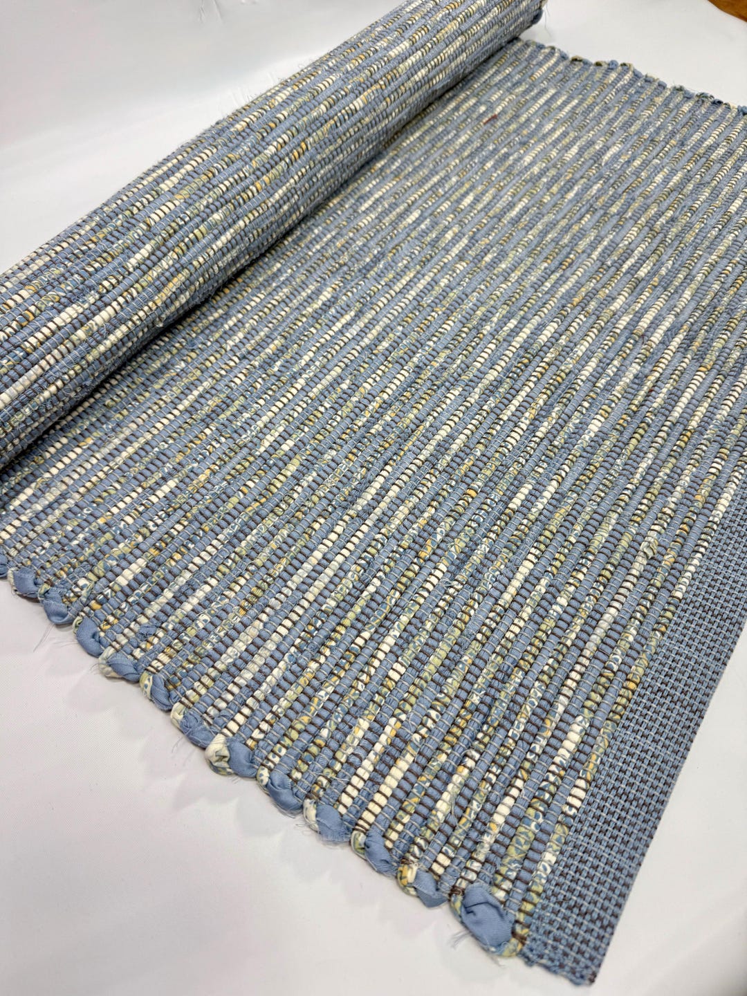 Colonial Blue Handwoven Farmhouse Rag Rug: 23