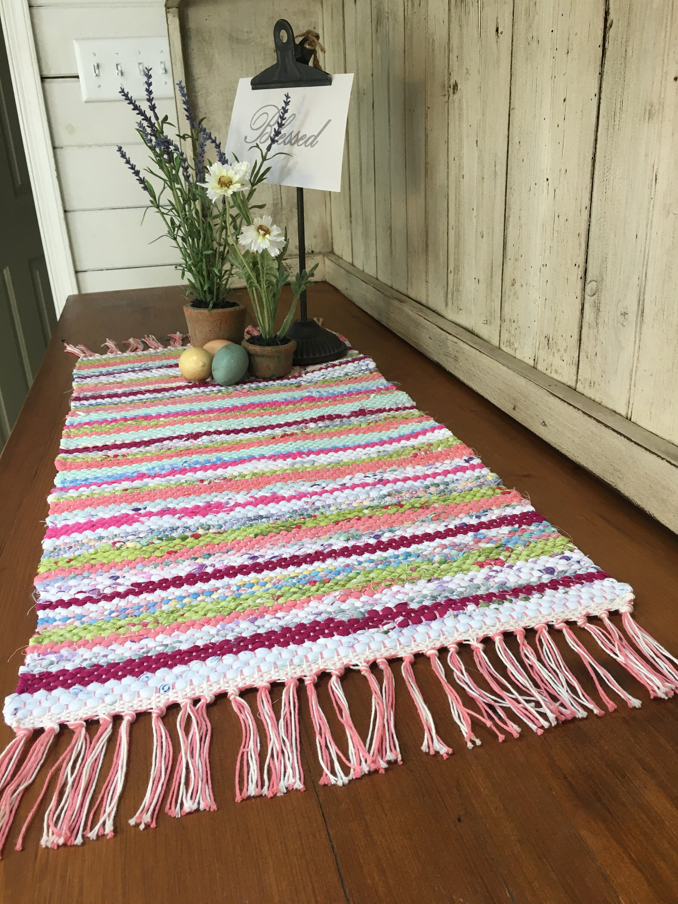 Handwoven Country Farmhouse Rag Rug Table Runner/ Colorful Etsy Canada