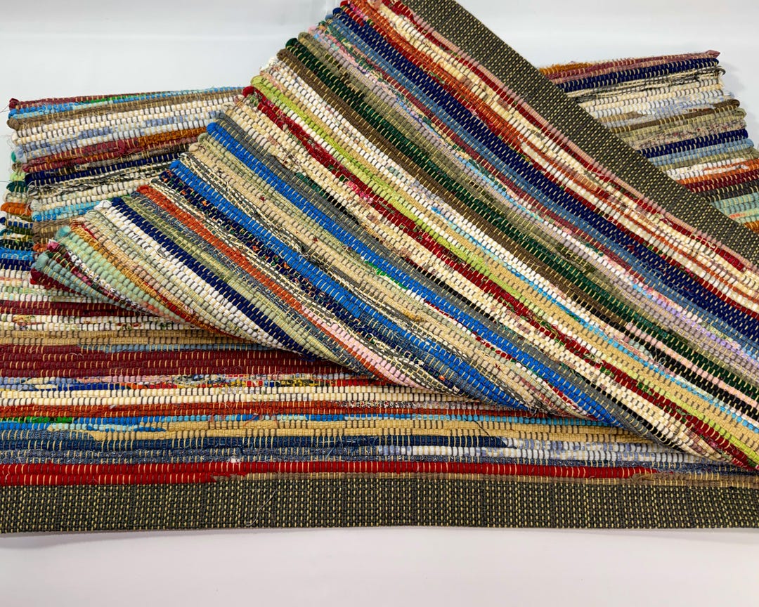 Handwoven Multi Colored Rag Rug: Washable Farmhouse Entryway Throw 23