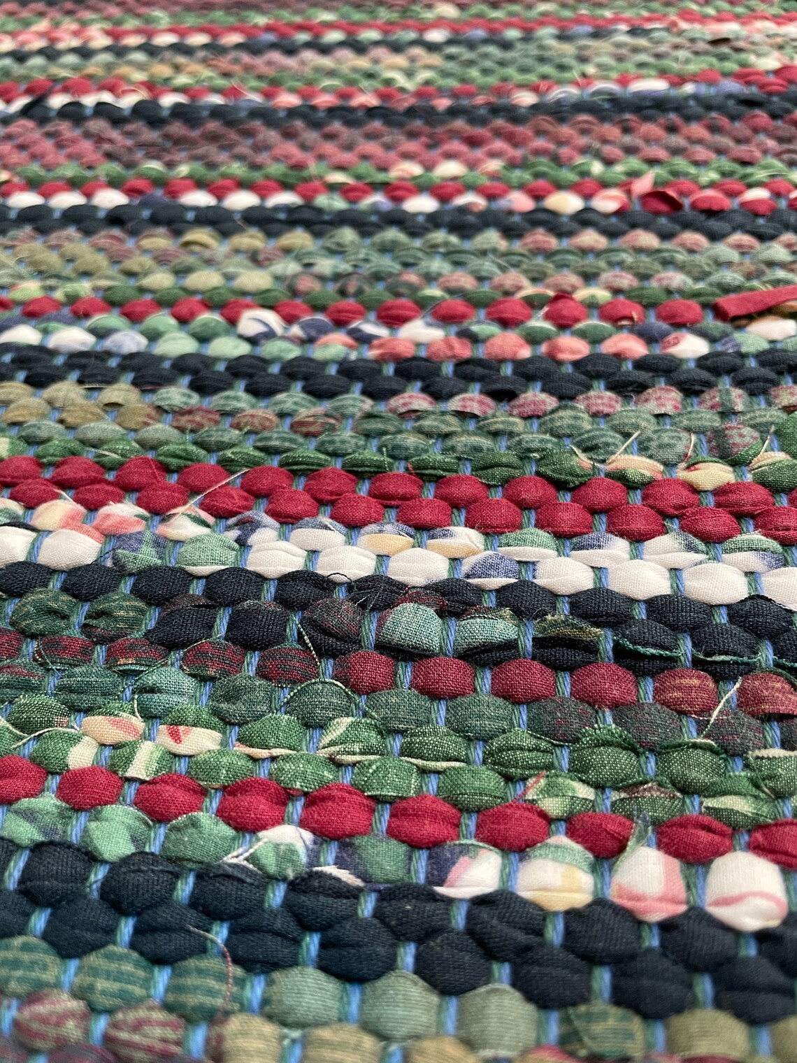 Handwoven Country Farmhouse Rag Rug Table Runner/rustic Navy Etsy