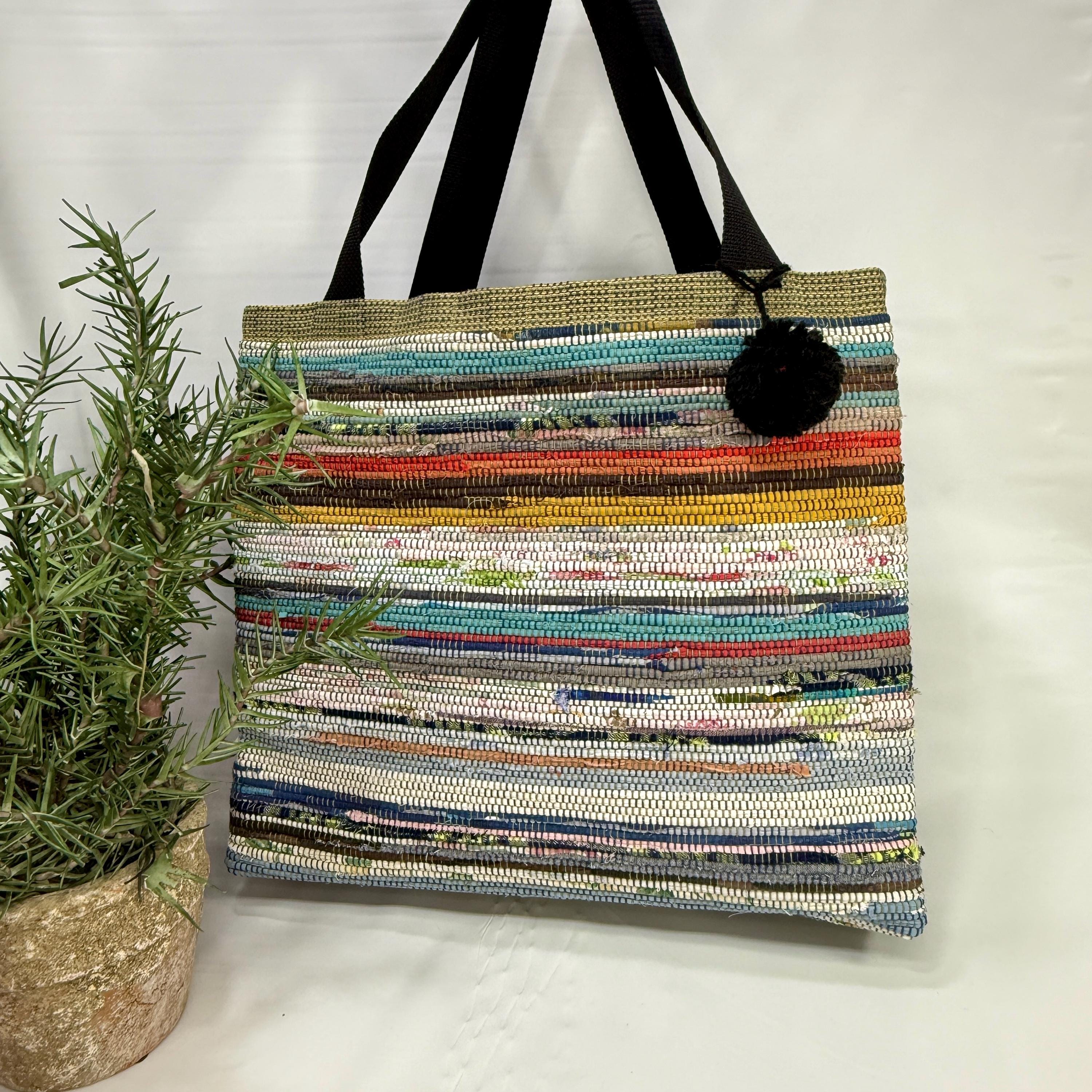 Extra Large Colorful Handwoven Rag Bag Tote - Etsy