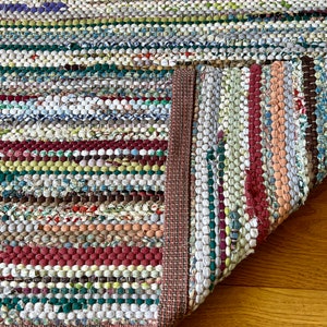 Multi Colored Handwoven Farmhouse Chic Rag Rug, Colorful Entryway Rug, Washable Kitchen Throw Rug