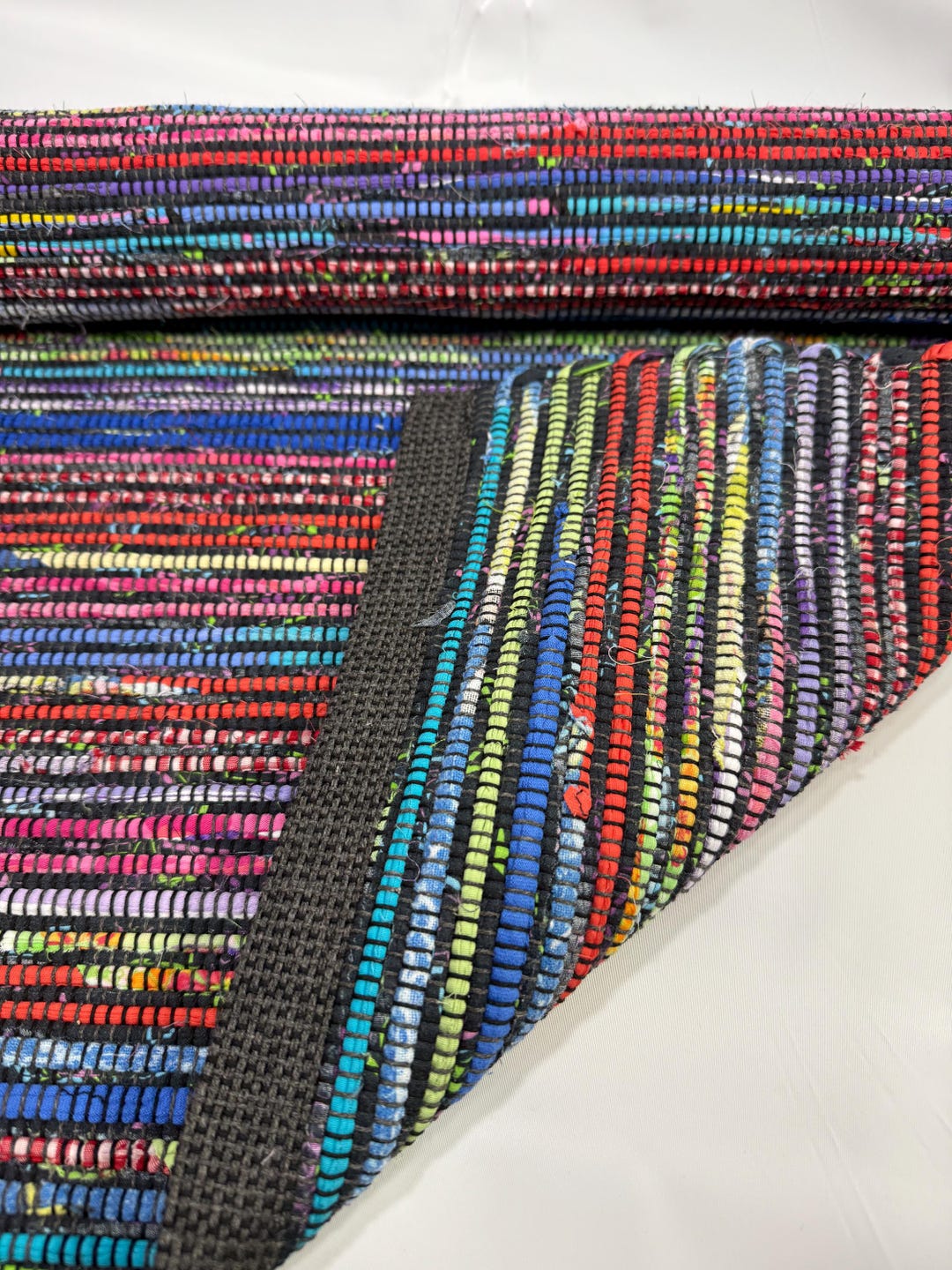 Colorful Contemporary Handwoven Rag Rug in Bright Colors: 23