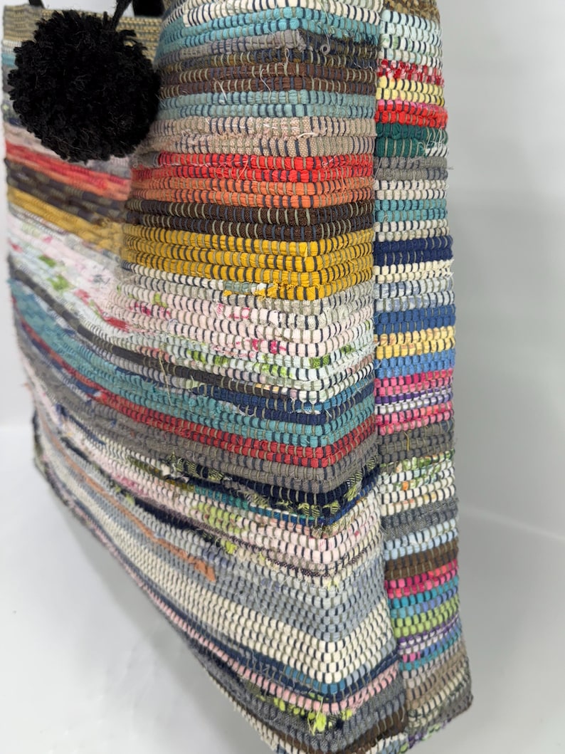 Extra Large Colorful Handwoven Rag Bag Tote - Etsy