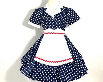 Navy dress and apron