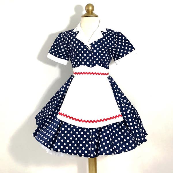 Navy dress and apron