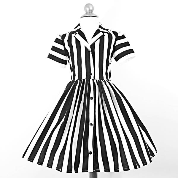 Black and white Stripes Shirt Dress