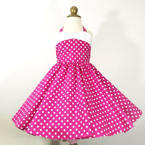 Pink Vintage Style Polka Dot Dress