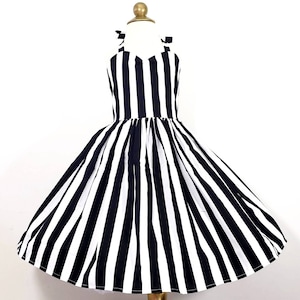Black and white stripe halter dress