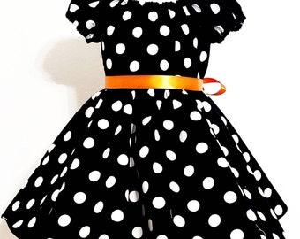 Schwarzes Retro Polka Dot Kleid