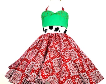 Christmas Cowgirl halter Dress