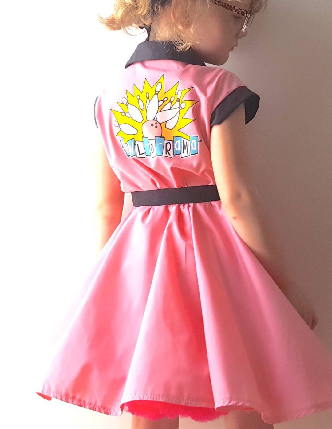 Pink and Black Bowling Shirt Dress Etsy