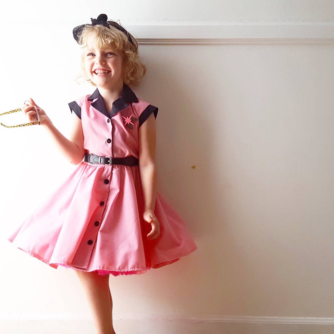 Pink and Black Bowling Shirt Dress Etsy