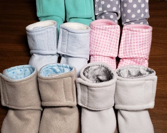fleece velcro baby booties