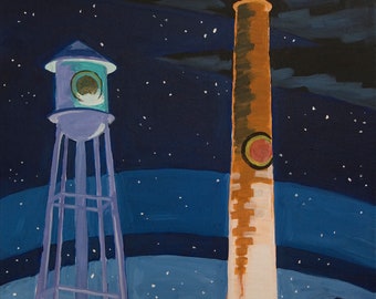 Durham, NC Lucky Strike Tower painting