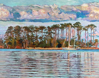 Sailboat Island oil painting