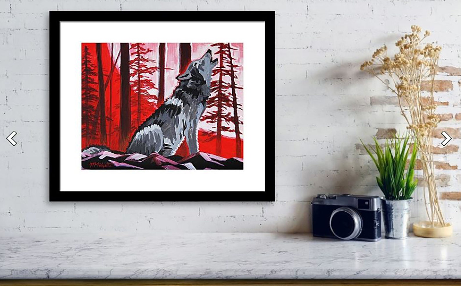 Wolf With Red Sky Acrylic Painting Howling at the Moon - Etsy