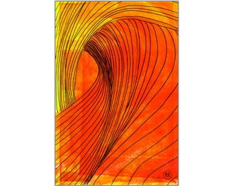 Orange Wave Art Print, Surf Decor, Beach House Style