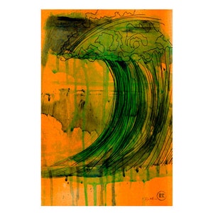 Ocean Wave Art Surf Art Print Surf Decor Beach Style Home Decor Surfing Illustration