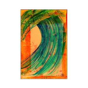 Surf Art Print, Beach Style Home Decor, Ocean Wave Art, Surfing Illustration, Surf Decor, Tropical Sunset Wave