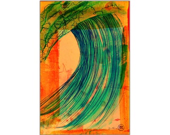Tropical Sunset Wave Art Print, Surf Decor