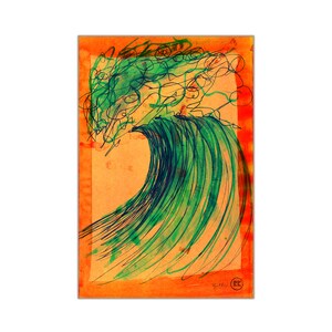 Surf Art Print, Beach Style Home Decor, Ocean Wave Art, Surfing Illustration, Surf Decor