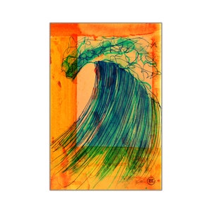 Surf Art Print, Beach Style Home Decor, Ocean Wave Art, Surfing Illustration, Surf Decor, Tropical Sunset Surf Poster