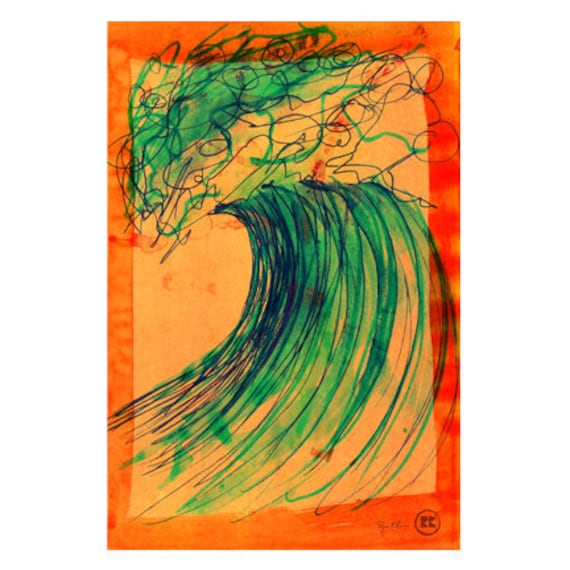 Ocean Wave Art Surf Art Print Surf Decor Beach Style Home Decor Surfing Illustration