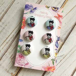 Pink Geometric Fabric Button Earrings Set of 3