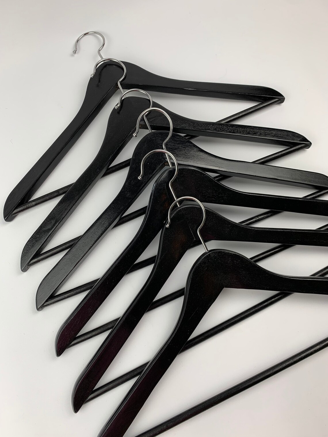 Vintage Black Wooden Hangers Set Of 5 or 6 You Choose Etsy