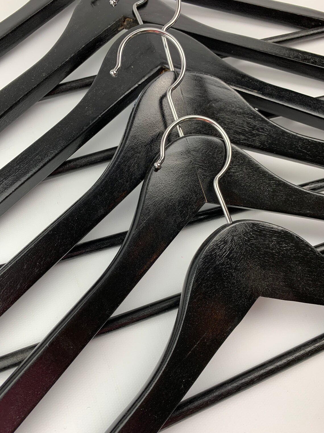 Vintage Black Wooden Hangers Set Of 5 or 6 You Choose Etsy