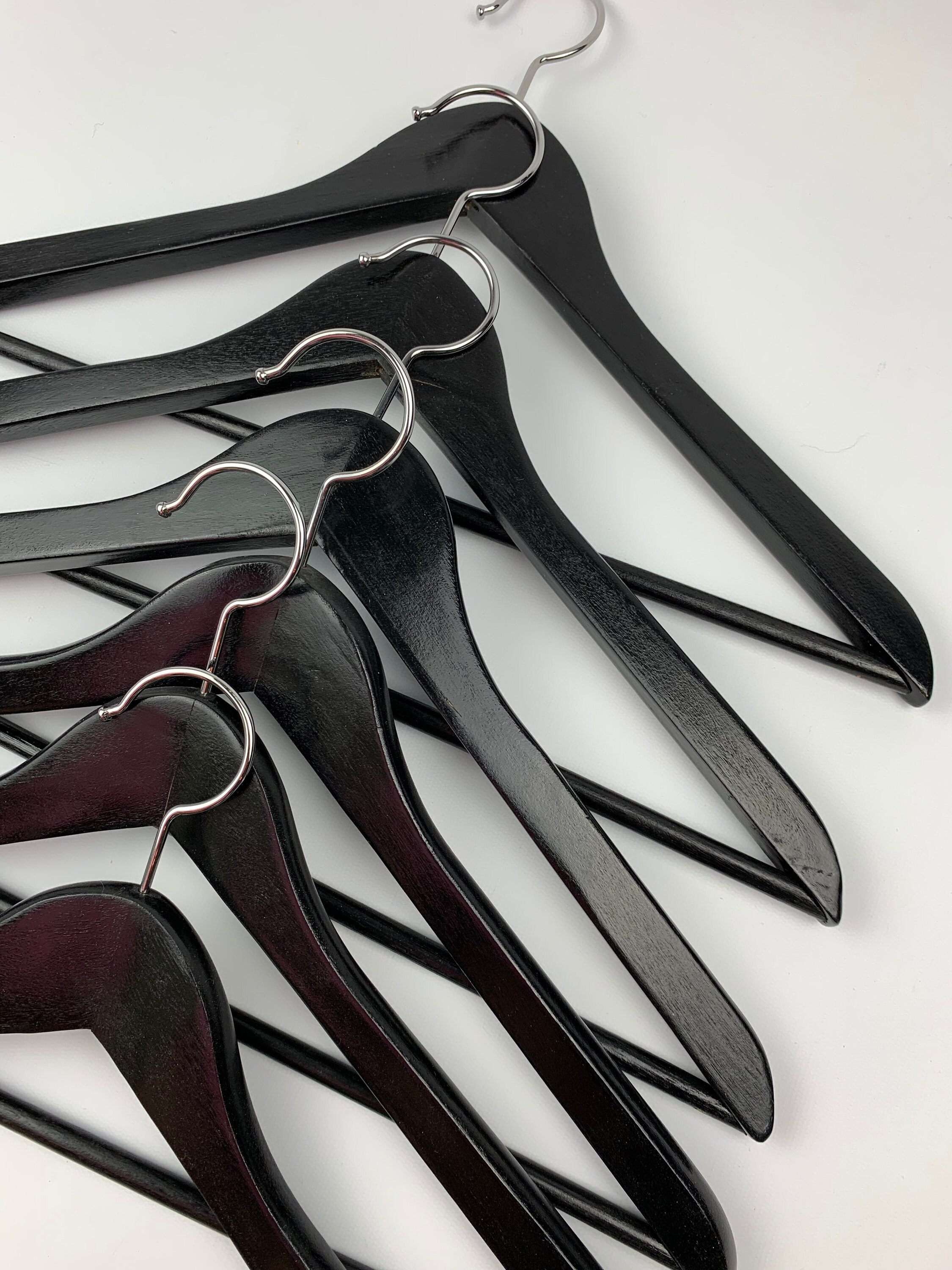 Vintage Black Wooden Hangers Set Of 5 or 6 You Choose Etsy