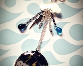 STORMY NIGHTS Mother of Pearl and Silver plated Locket on 17 quot silver plated ball chain