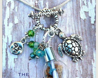 EVERSEA Forever Jack Sand and Sea Message in Bottle Sea Turtle Necklace