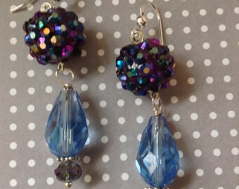 PERIWINKLE Blue Mermaid's Garden rhinestone and crystal drop earrings