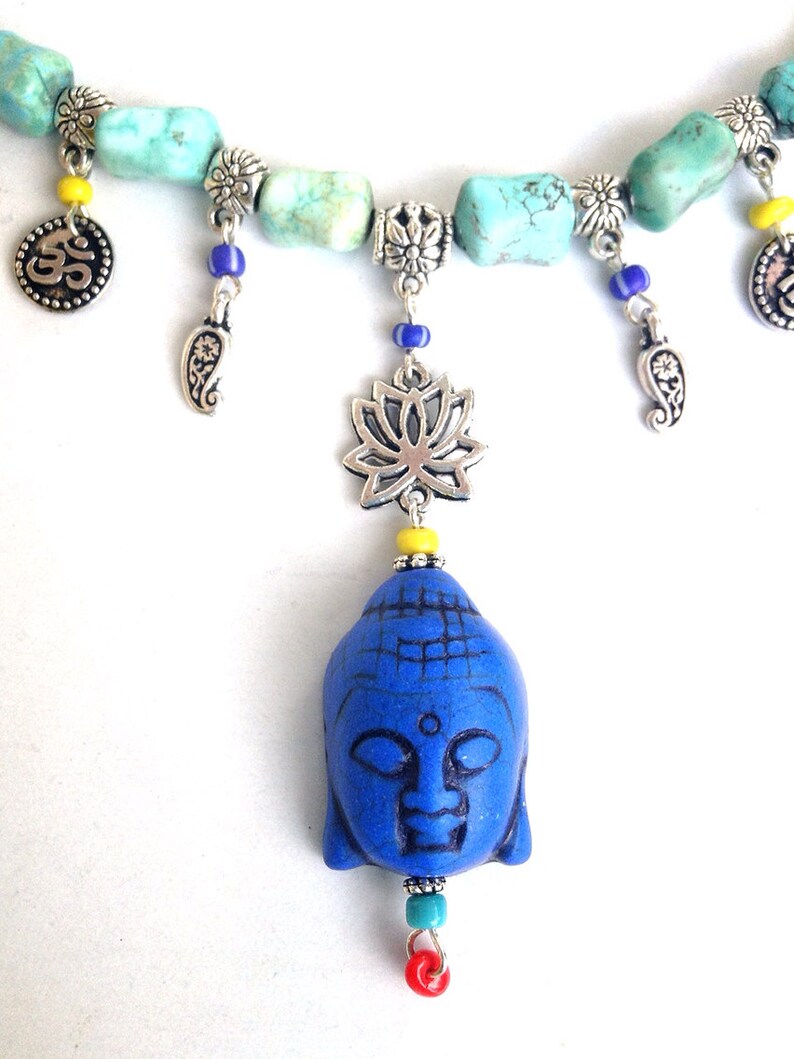 Chakra Turquoise Buddha Charm Necklace Etsy