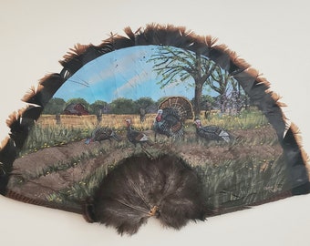 Hand Painted Turkey Fan,  Turkeys,  Hunting Décor