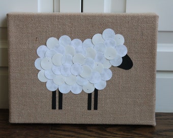 Lamb baby shower guest book and nursery art