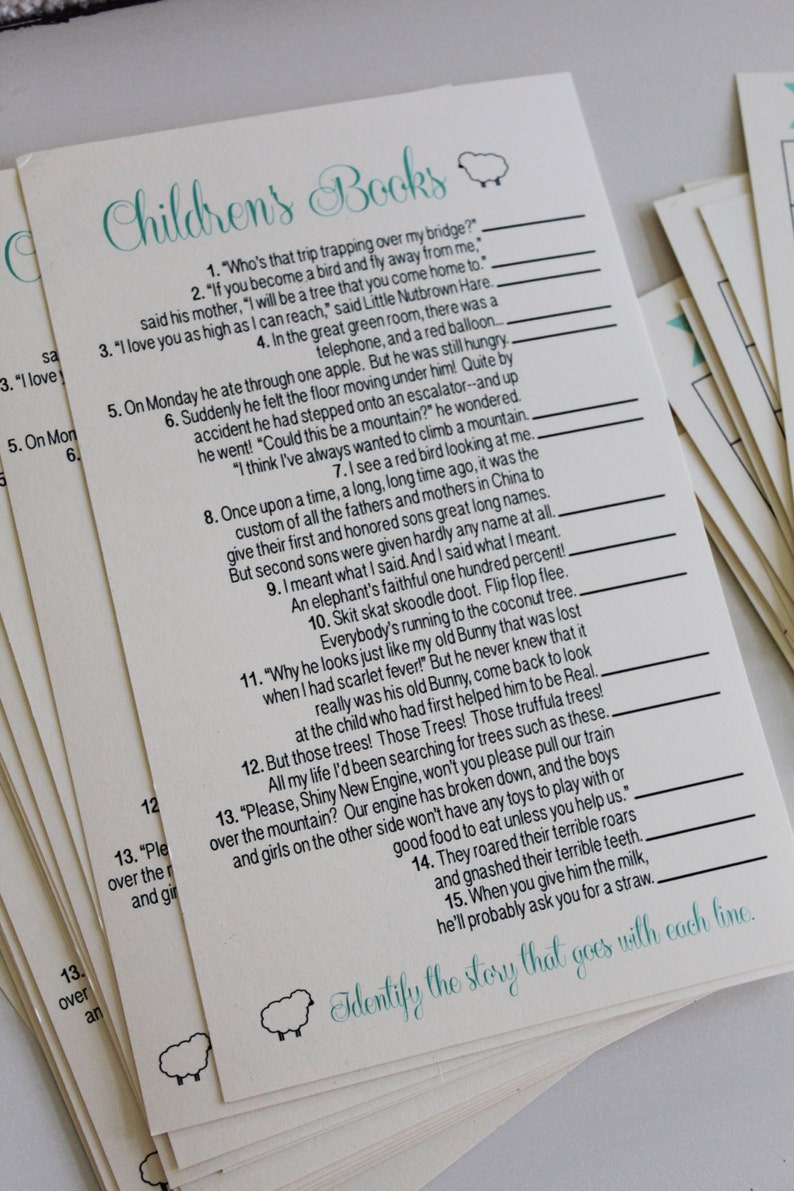 Printable baby shower game name the children's book | Etsy