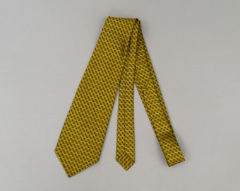 Vintage 1960er/1970er JahreGoldene und schwarze Quadratgewebte Krawatte