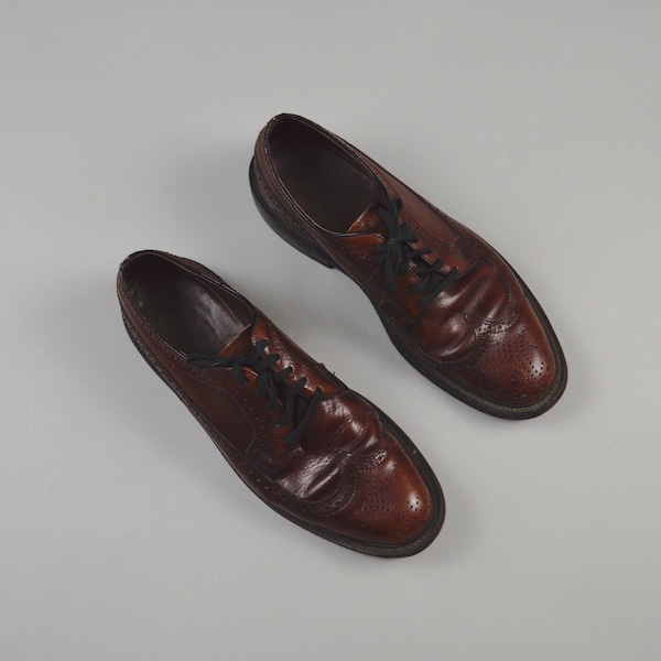 Vintage marrón cuero ala punta pistola zapatos de barco por Nunn Bush tamaño 7.5 D