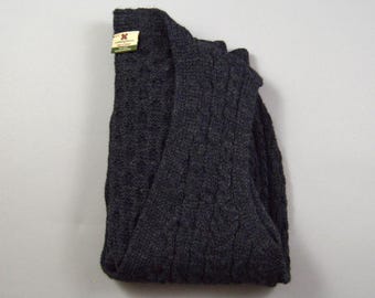 Gilet vintage en maille irlandaise à torsades anthracite, taille S