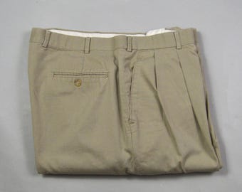 Vintage 1990s Size 37x31 Pleated Cotton Trousers by Brooks Brothers