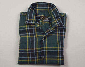 Vintage 1960s Size Medium Plaid Button Up Shirt by Gregg Set