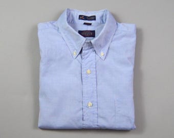 Vintage 1990s Size 17x33 Blue Pinpoint Oxford Shirt by Kenneth Gordon
